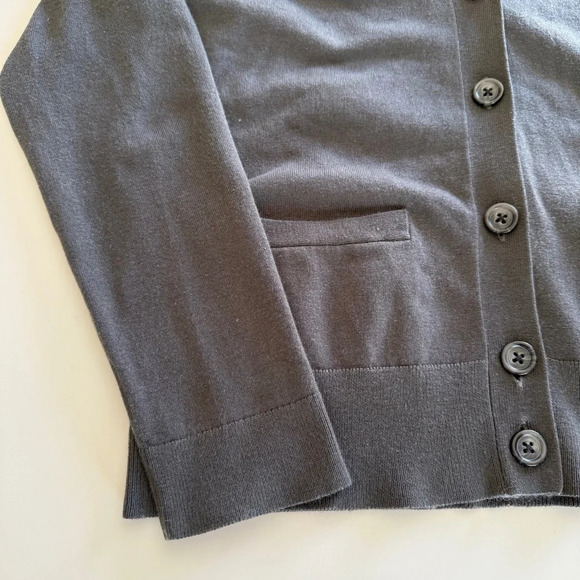 Lands End- V neck- Button Up- Cardigan- Dark- Charcoal-Gray-Women’s- S - Picture 5 of 9